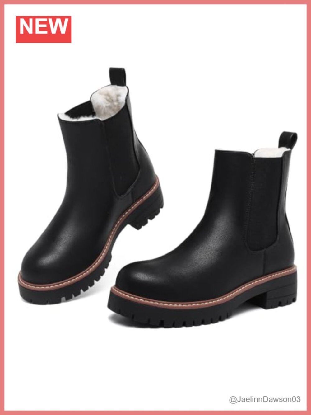 Women's Chelsea Ankle Boots Faux Fur Lined Chunky Lug Sole Winter Booties